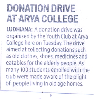 Donation Drive at Arya college